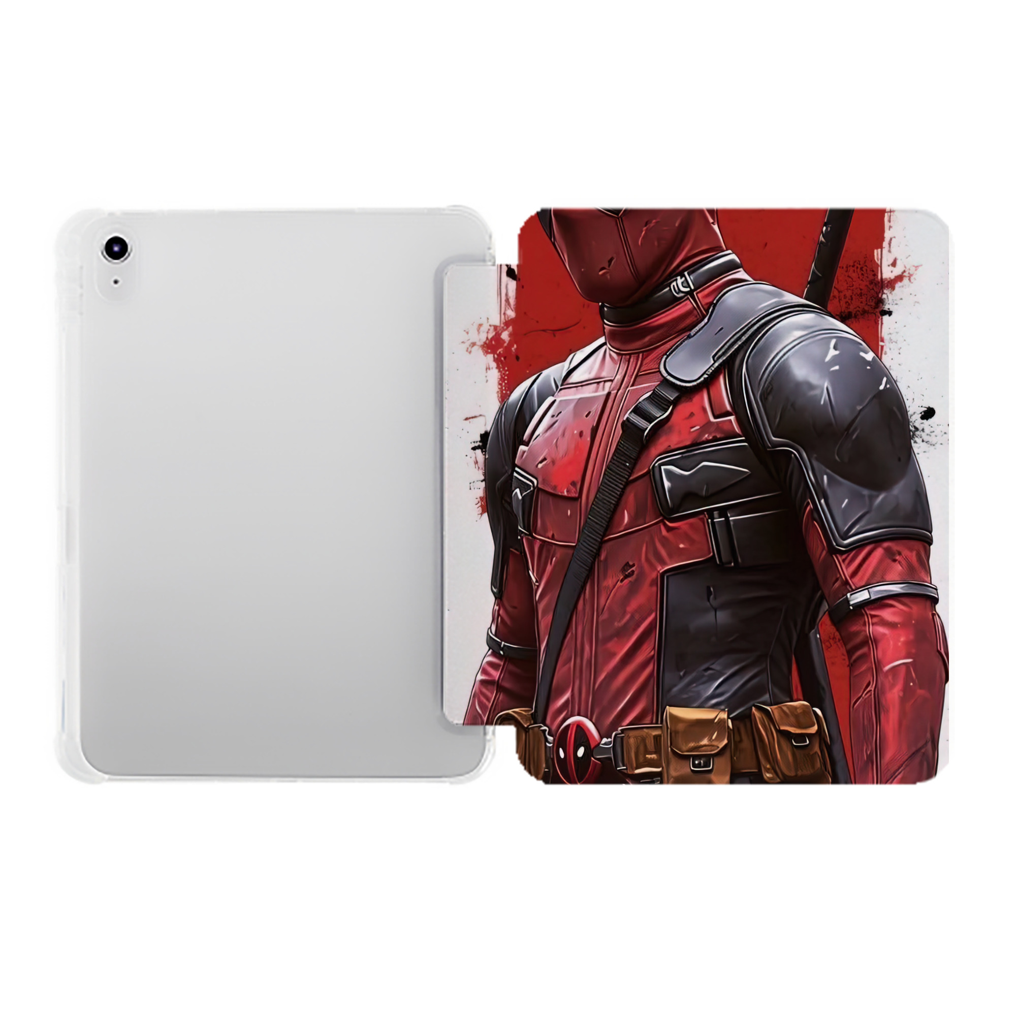 （画像用） Deadpool デッドプール IPad ケース ペン収納付き 三つ折りスタンド PUレザー×シリコン 対応機種9.5/10.5/10.9インチ